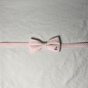 Janie And Jack Boys Bow Tie, Pink+White Stripe W Navy Anchor Accent, Size 6 + Up